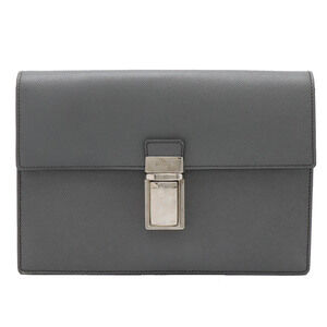 Prada SAFFIANO Shoulder Bag Handbag Leather Gray